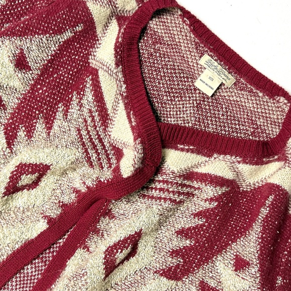 Lucky Brand Red and Cream Patterned Cardigan Size XS - Picture 5 of 9